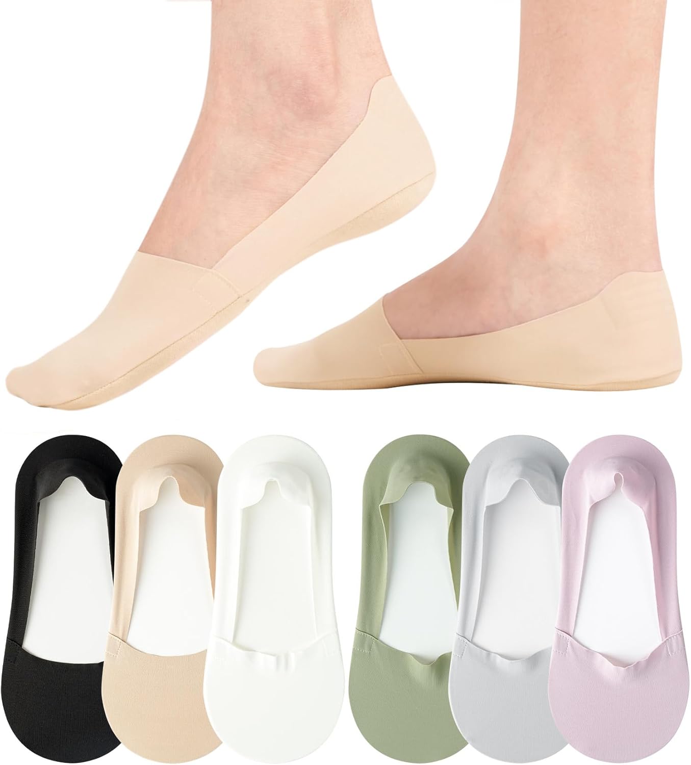 No Show Trainer Socks Womens - Non Slip Invisible Socks Ladies Low Cut Liner Foo...