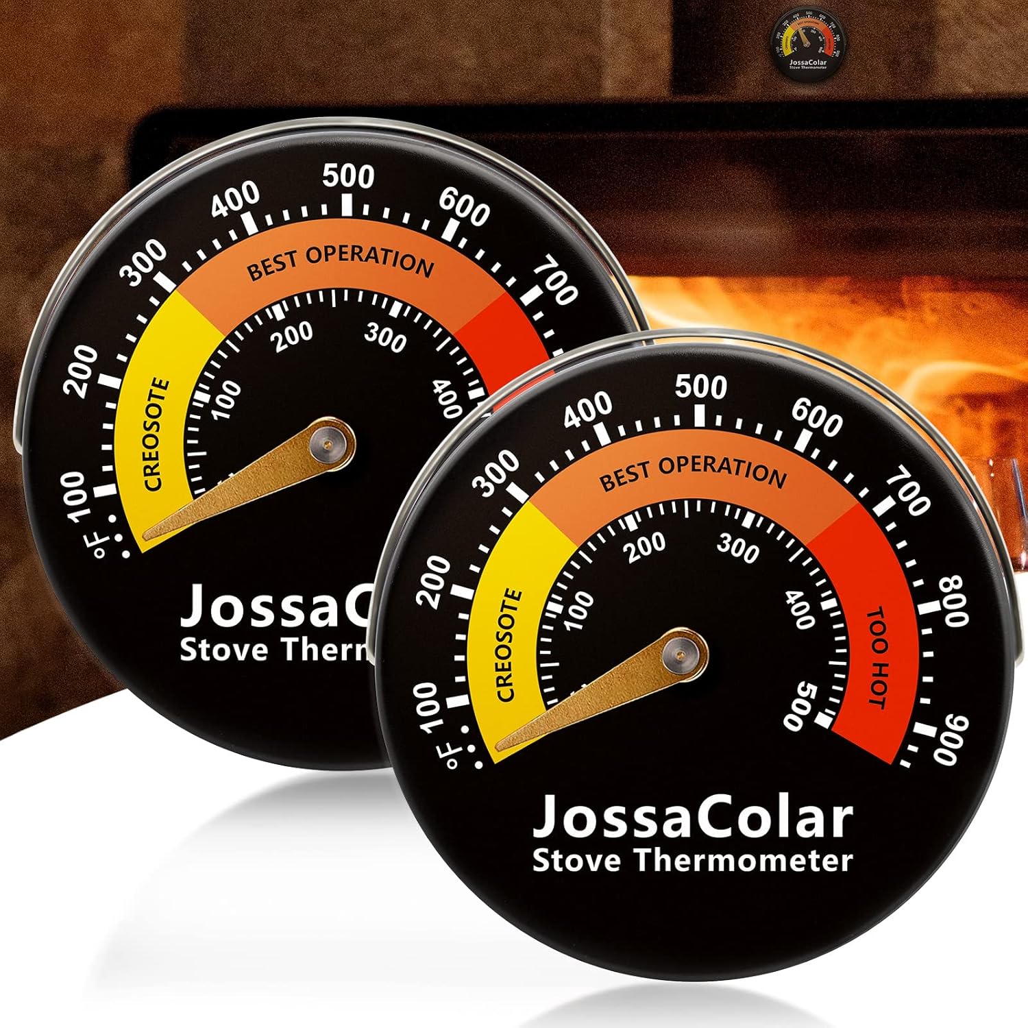 JossaColar Wood Stove Thermometer Log Burner Thermometer Magnetic, Flue Thermome...
