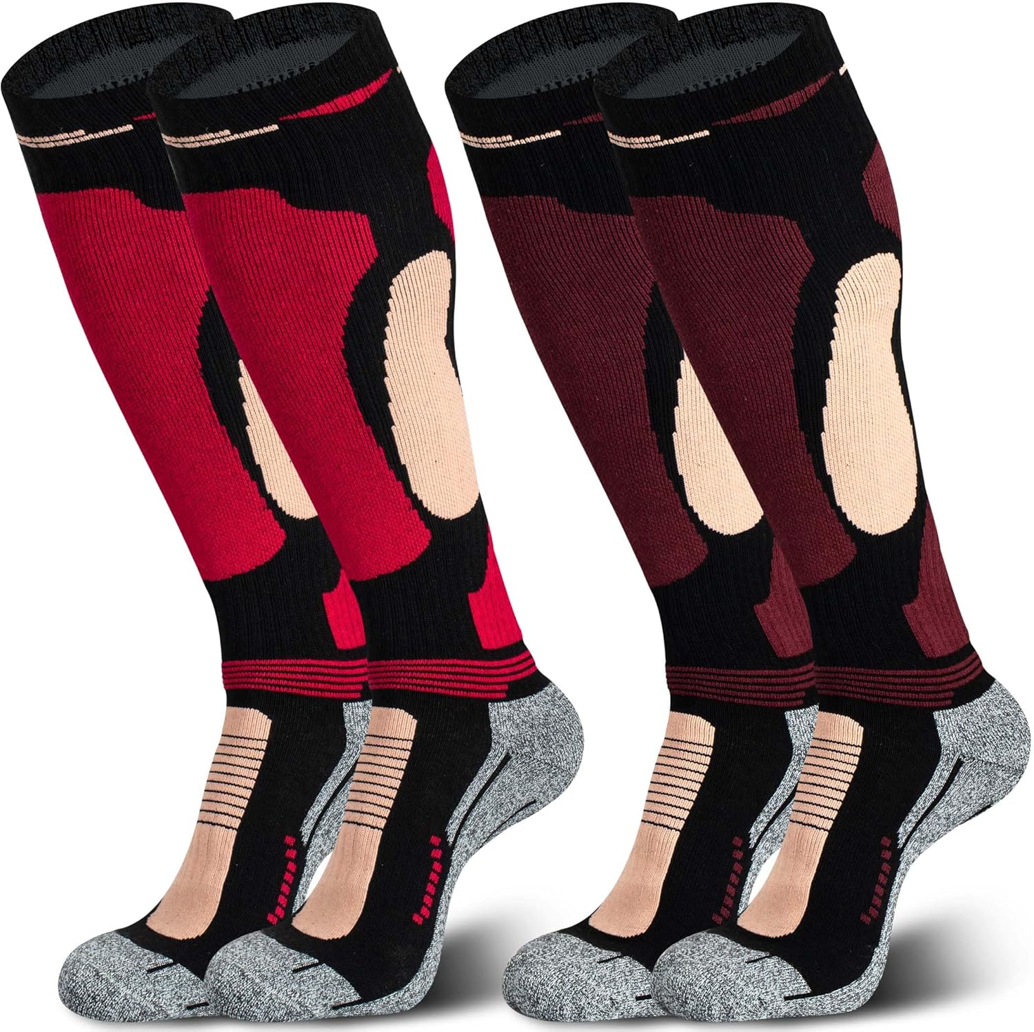 Merino Wool Ski Socks, Cold Weather Knee-High Thermal Socks for Winter, Snow, Sn...