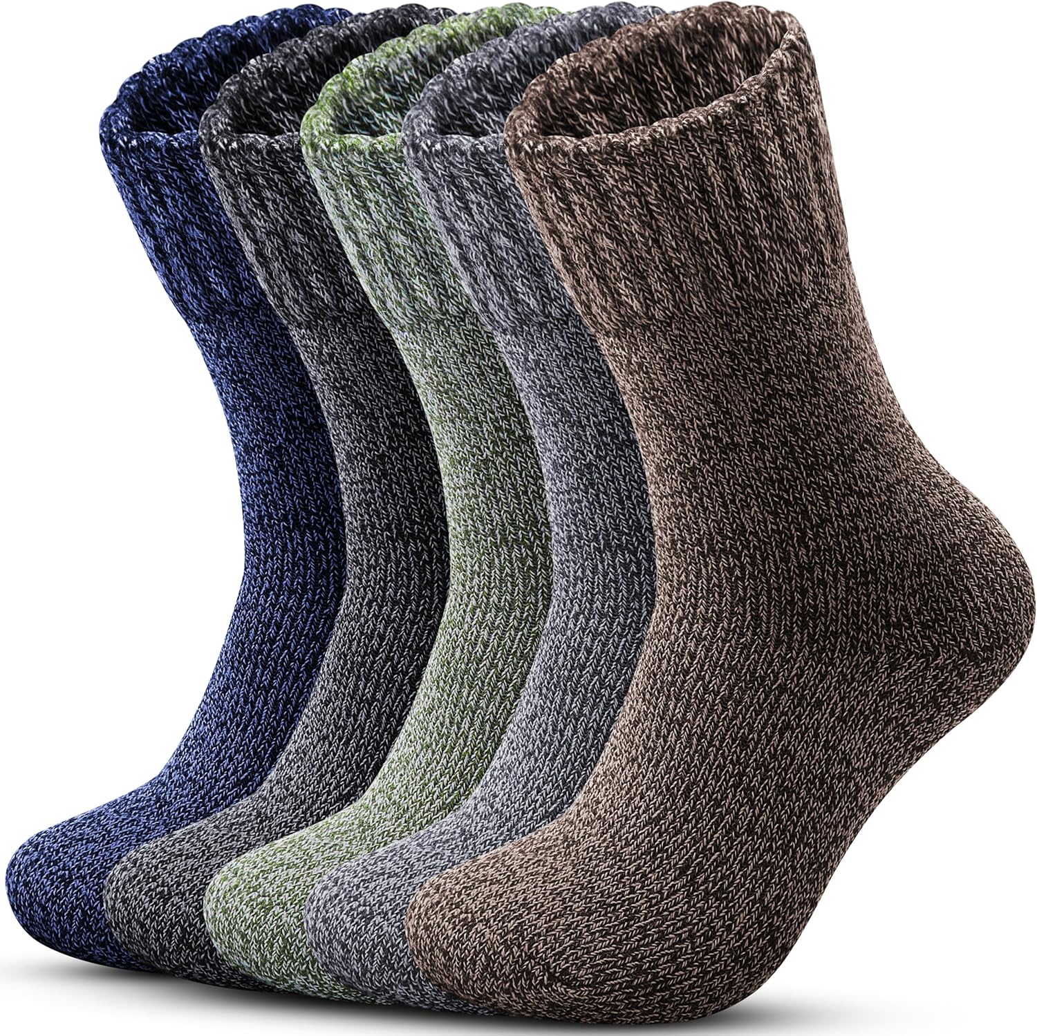 Reamphy 5 Pairs Wool Warm Mens Socks, Soft Thermal Socks, Thick Winter Walking H...