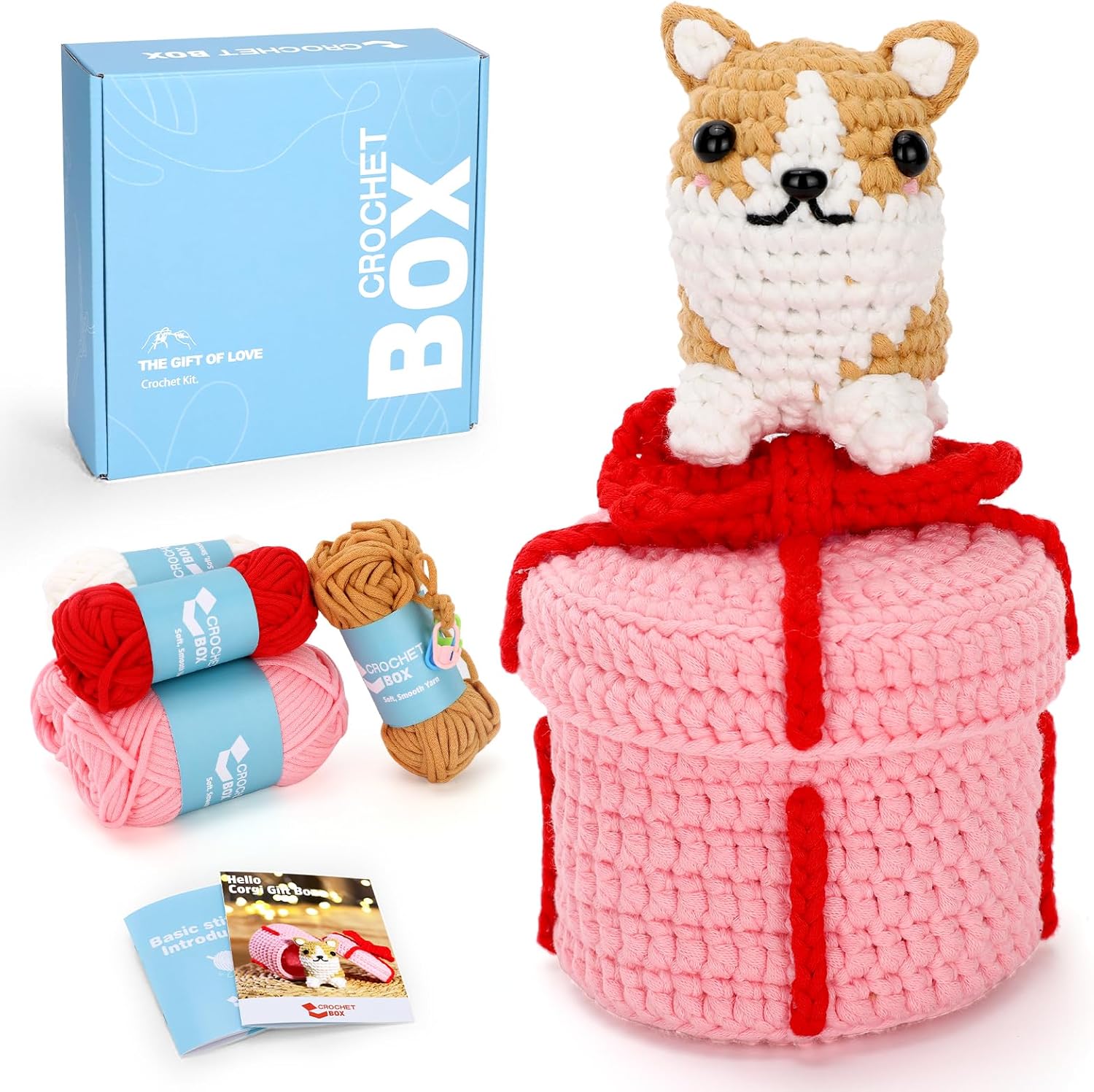 Crochet Kit for Beginners Adults - Corgi Dog Crochet Kit, Animal Crochet Kit for...