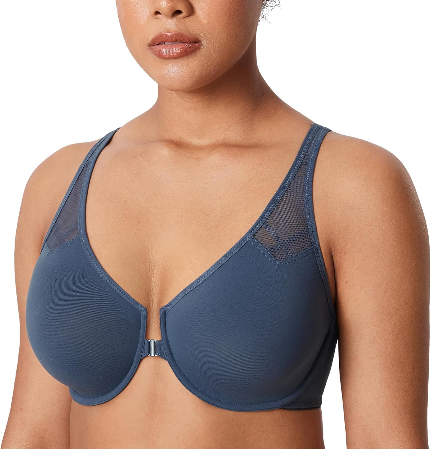 DELIMIRA Women's Front Closure Racerback Bras Plus Size Full Coverage Supportive...