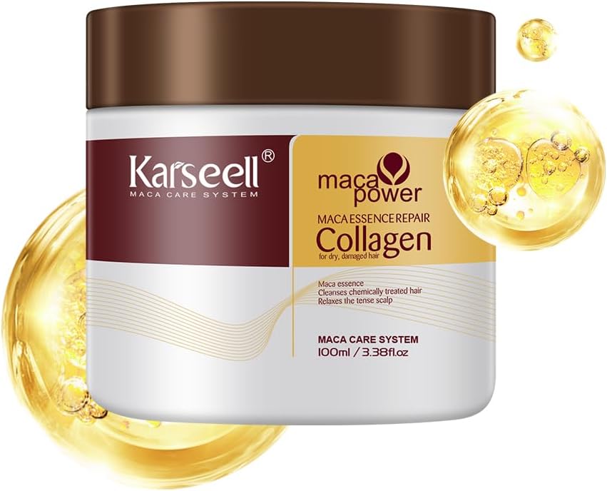 Karseell Hair Mask Collagen 100ml, Maca Power Deep Repair Collagen Hair Mask, Ar...
