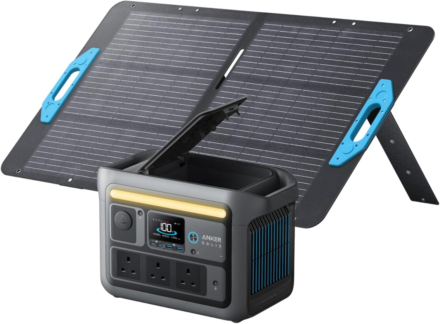 Anker SOLIX C800 Portable Power Station with 100W Solar Panel, 1200W (Peak 1600W...