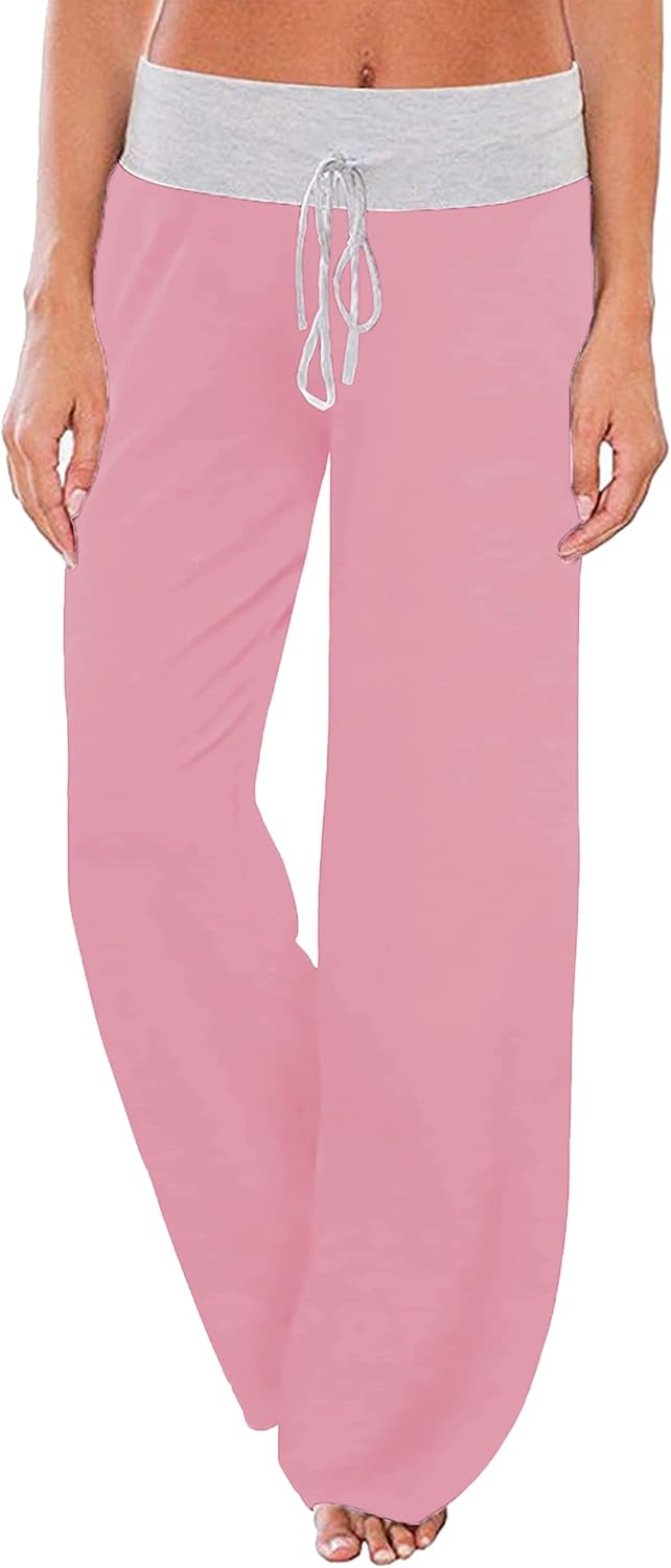 Famulily Women's Casual Plain Wide Leg Pajama Lounge Pants Pyjamas Bottoms L Pin...