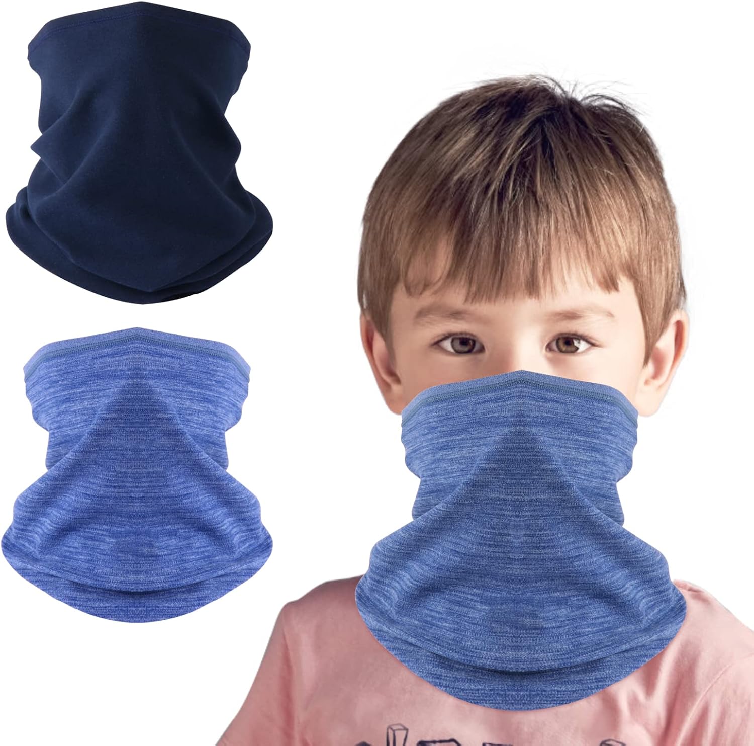 HEGCOIIE 2 Pack Winter Kids Neck Warmer,Fleece Windproof Neck Gaiter Face Coveri...