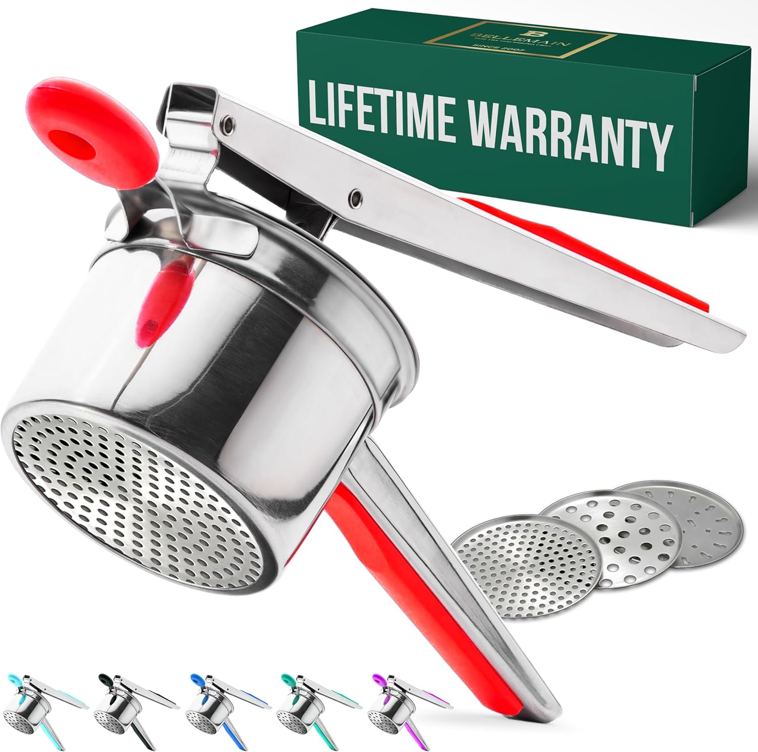 Bellemain 15 oz Large Potato Ricer | Heavy-Duty Stainless Steel Potato Ricer & M...
