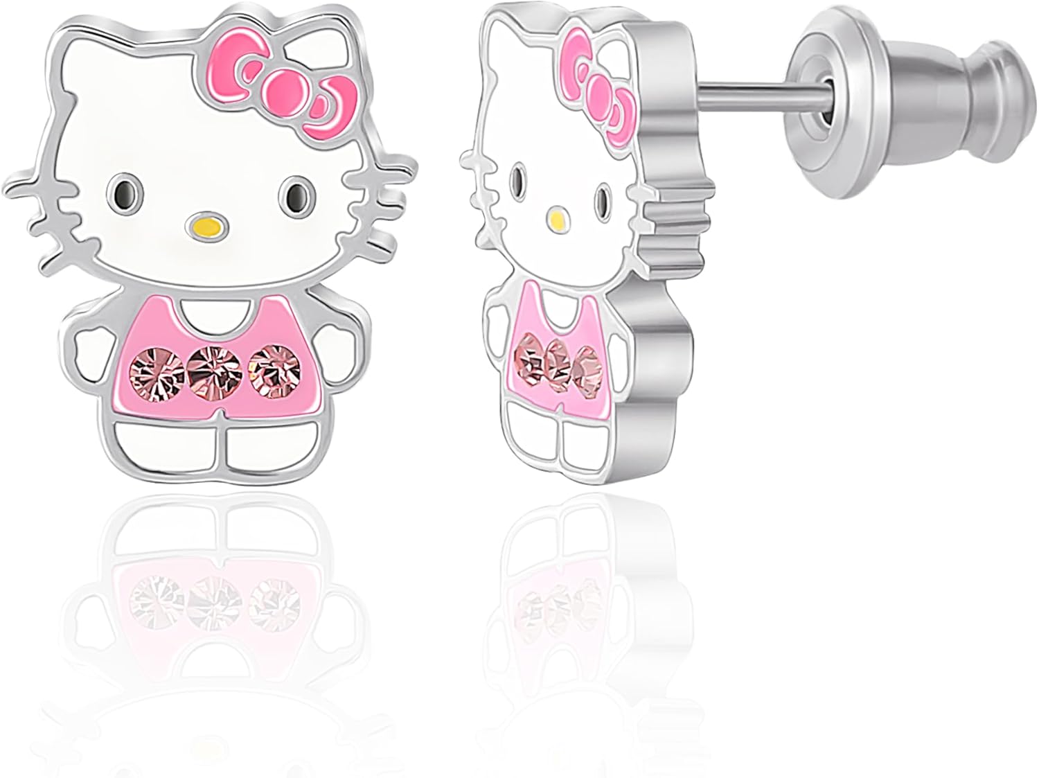 Sanrio Hello Kitty & My Melody Women's Stud Earrings Collection – Silver Flash-P...