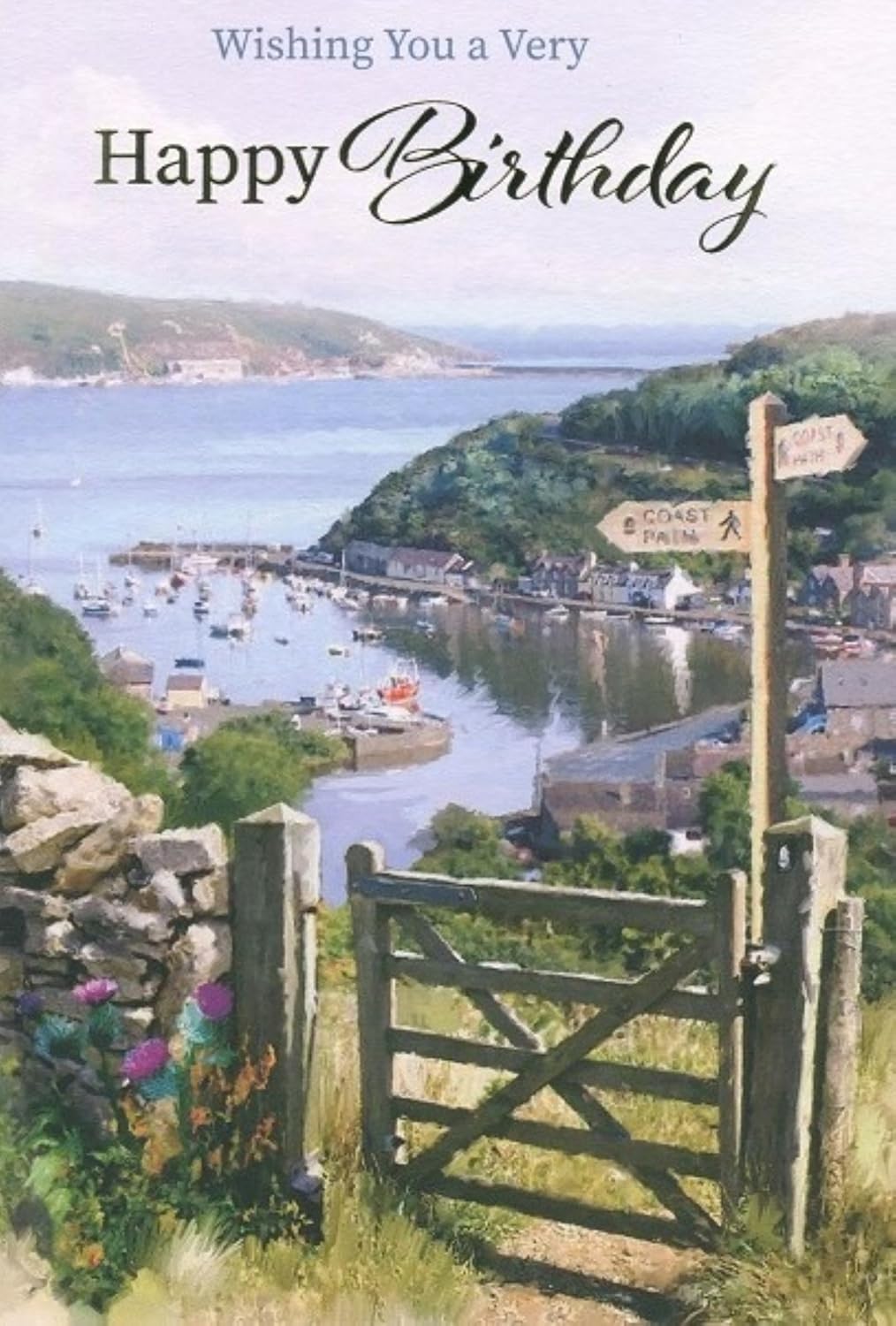 Open Happy Birthday Card - Outdoor Scene Mens Male - Size: 7.5" x 5.25" (b)