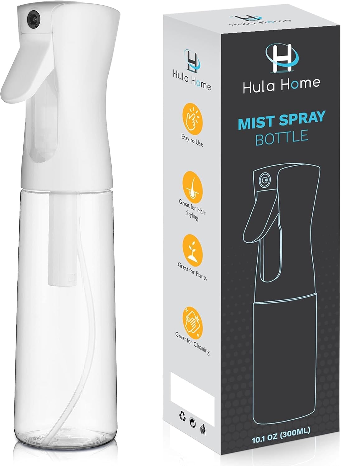 Hula Home Spray Bottle for Hair (10.1oz/300ml) - Powered by Flairosol® Spray Tec...