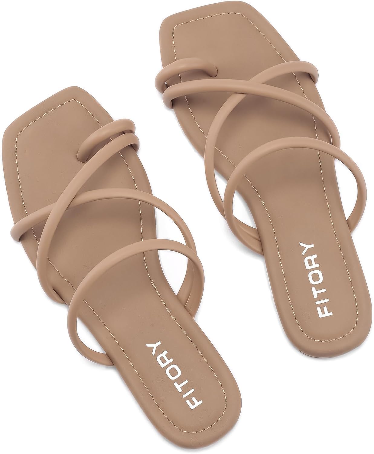 FITORY Women's Slide Sandals Flat Toe Ring Thongs with Cross Strap for Summer Si...