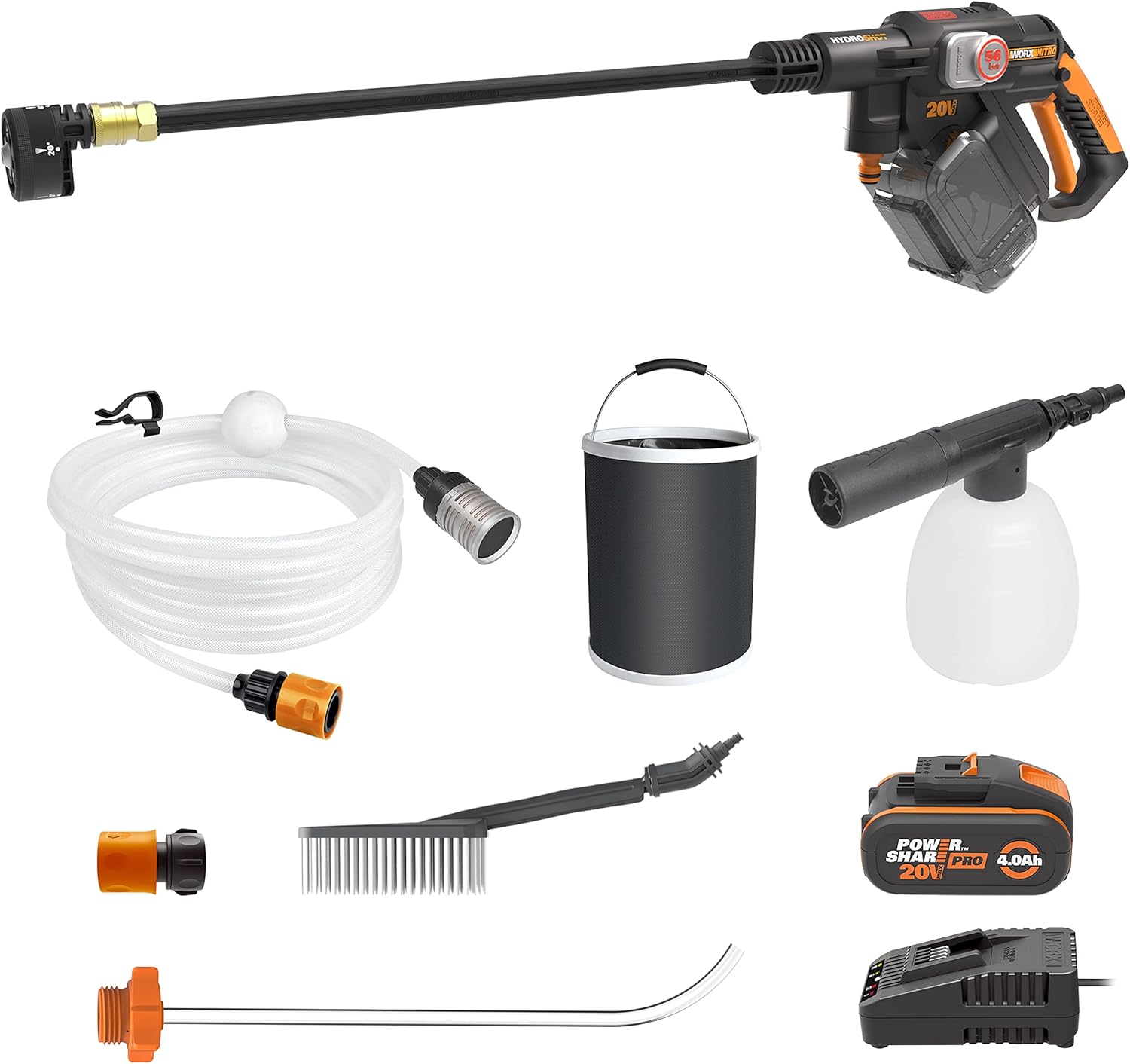 WORX NITRO 18V(20V MAX) Hydroshot Cordless Pressure Washer WG633E.1, PowerShare,...