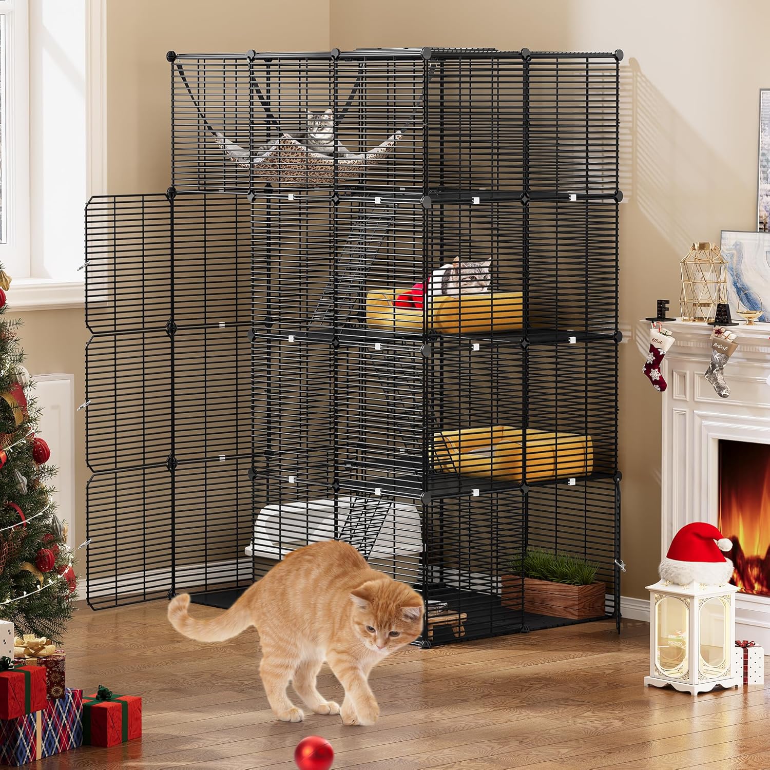 YITAHOME 4 Tier Large Cat Cage Indoor with Hammock, 4 Doors, 3 Ladders, Outdoor...
