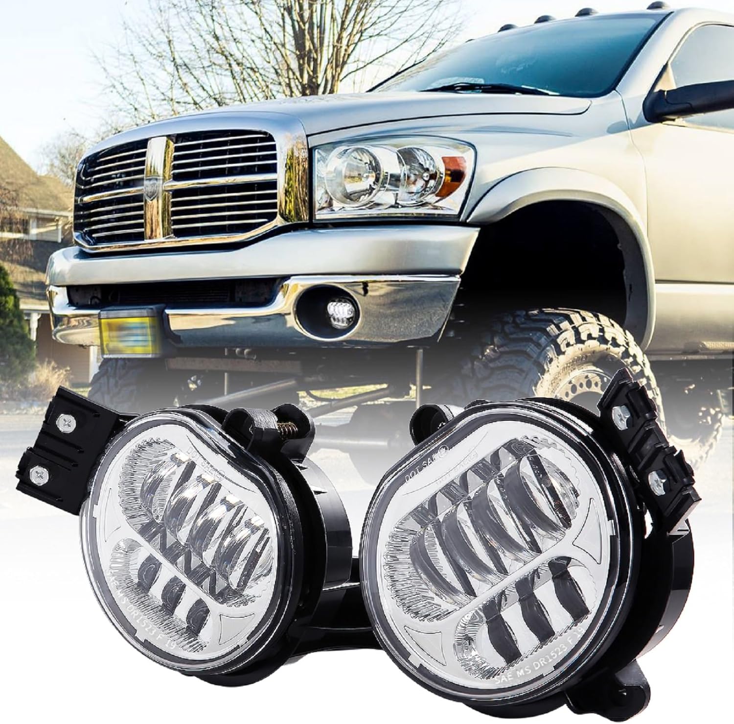 BICYACO New Version LED Fog Light Compatible with Dodge Ram 1500 2002-2008 Dodge...