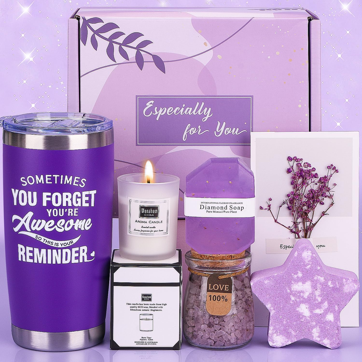 Birthday Pamper Gifts for Women, Unique Self Care Package Relaxation Spa Bath Se...