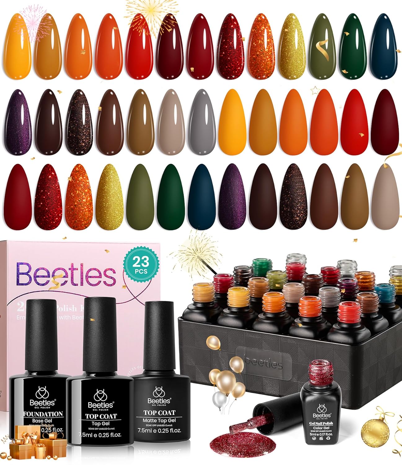 beetles Gel Polish Nail Set 20 Colors Cozy Campfir...