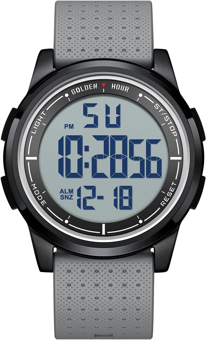 GOLDEN HOUR Ultra-Thin Minimalist Sports Waterproof Digital Watches Men with Wid...
