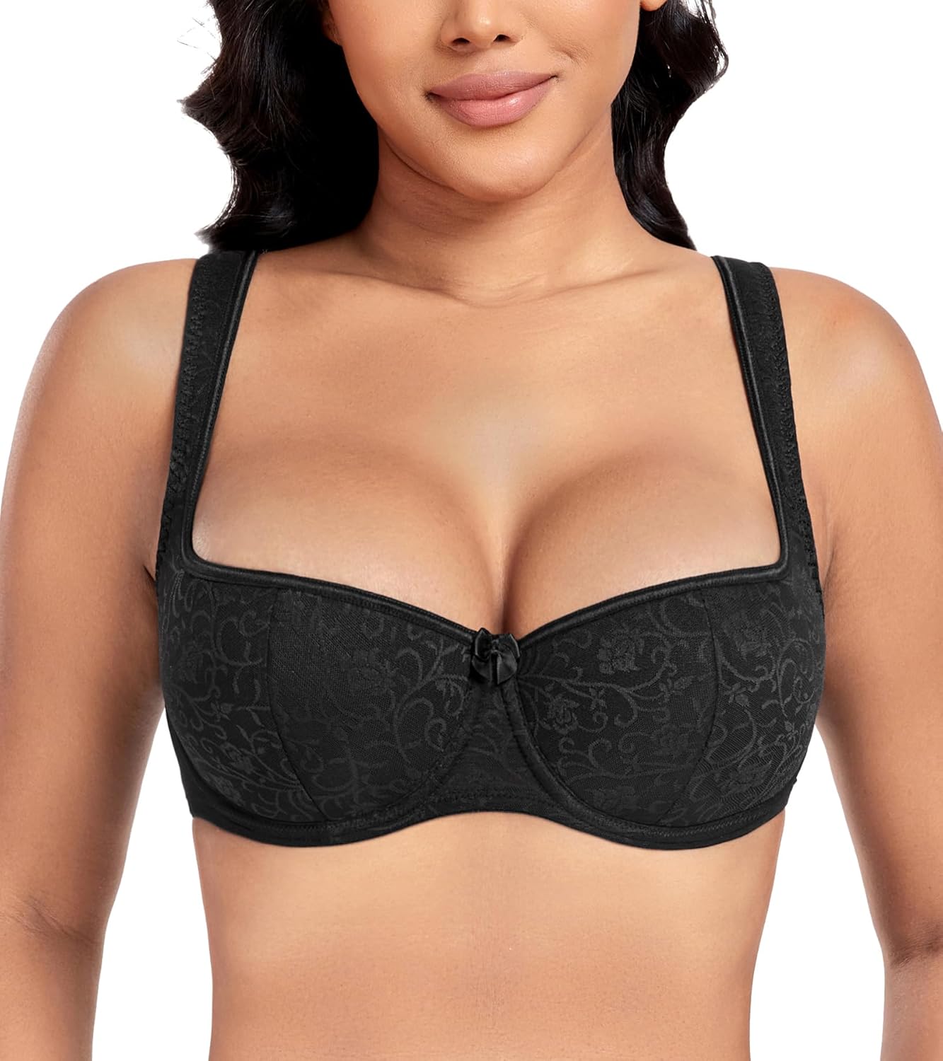 DotVol Women's Lightly Padded Balconette Bra Lace Demi Balcony Push Up Underwire...