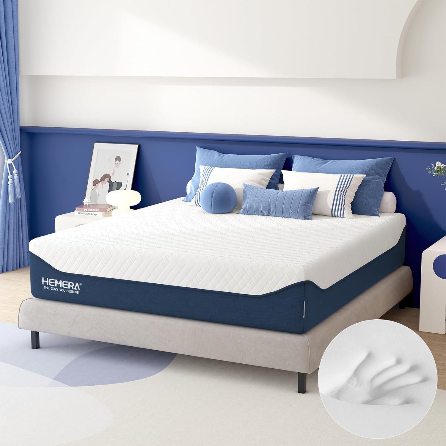 HEMERA Queen Mattress, 12 Inch Green Tea Cooling Gel Memory Foam Mattress Queen,...