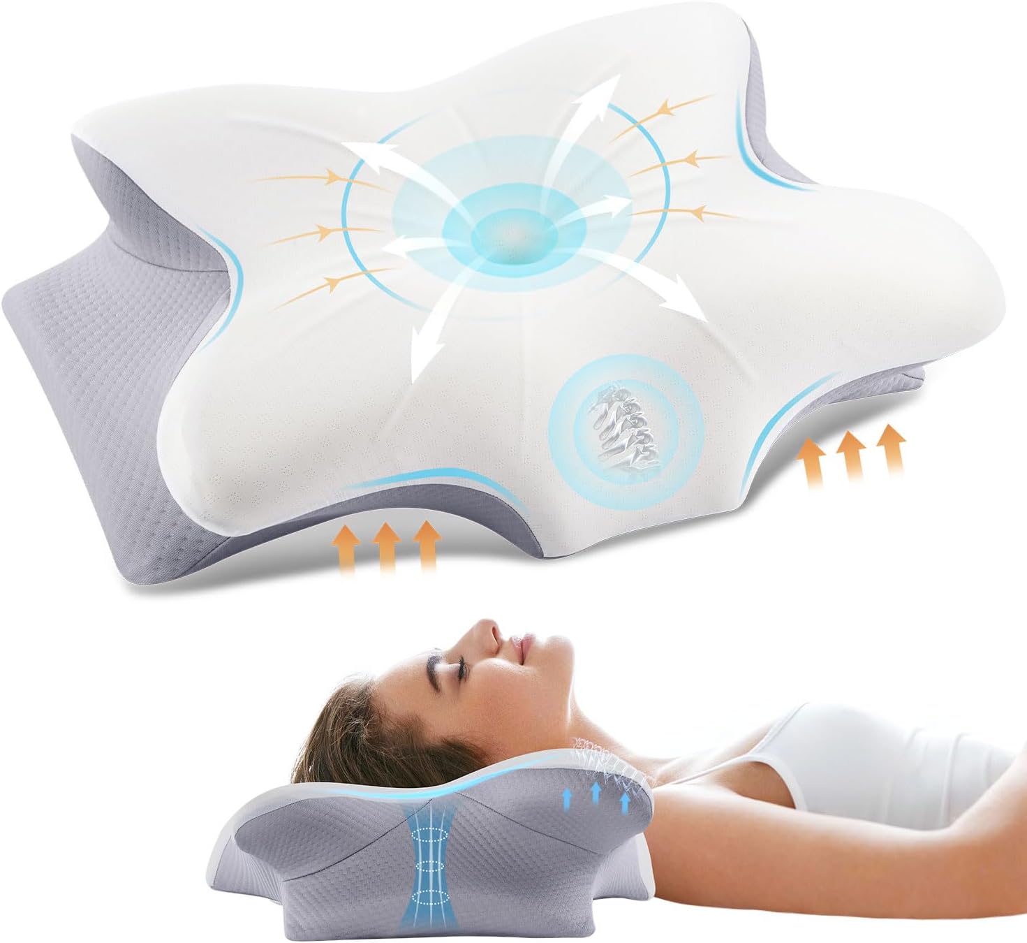 Cervical Pillow for Neck and Shoulder, Ergonomic Contour Memory Foam Pillows for...