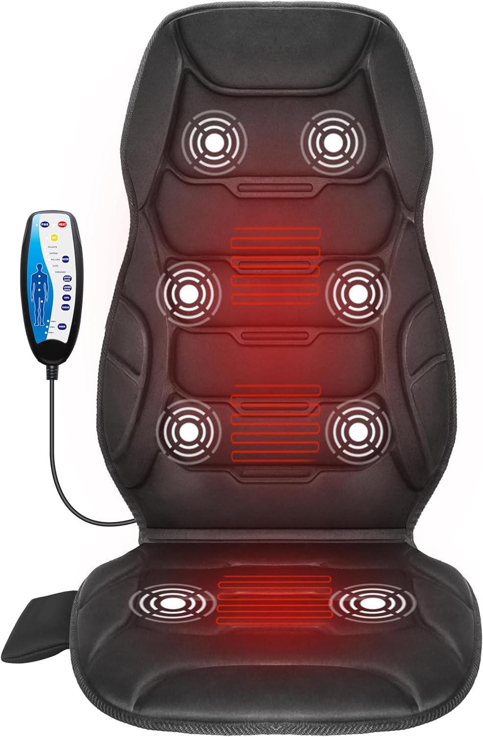 COMFIER Back Massager with Heat, Vibration Massage Seat Cushion with 8 Massage N...
