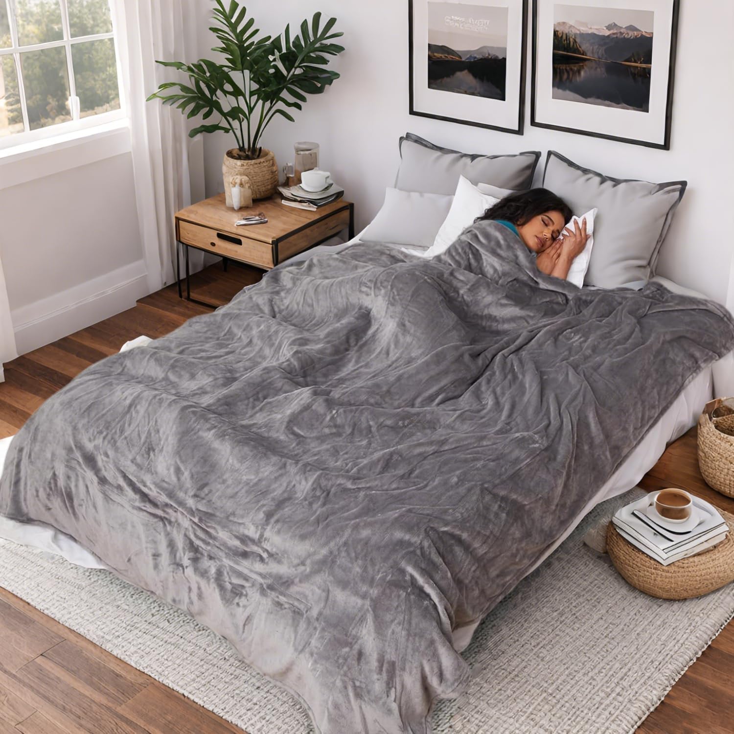 Heated Blanket Electric Blanket Full Size 72''x84'', Soft Flannel Heating Blanke...