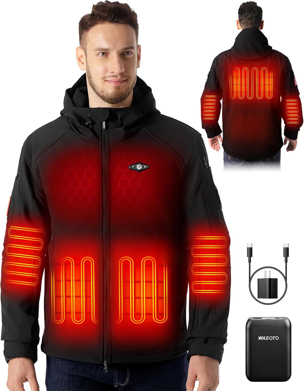 Heated Jackets for Men 16000mAh Battery Pack Included Windproof Water Resistant...