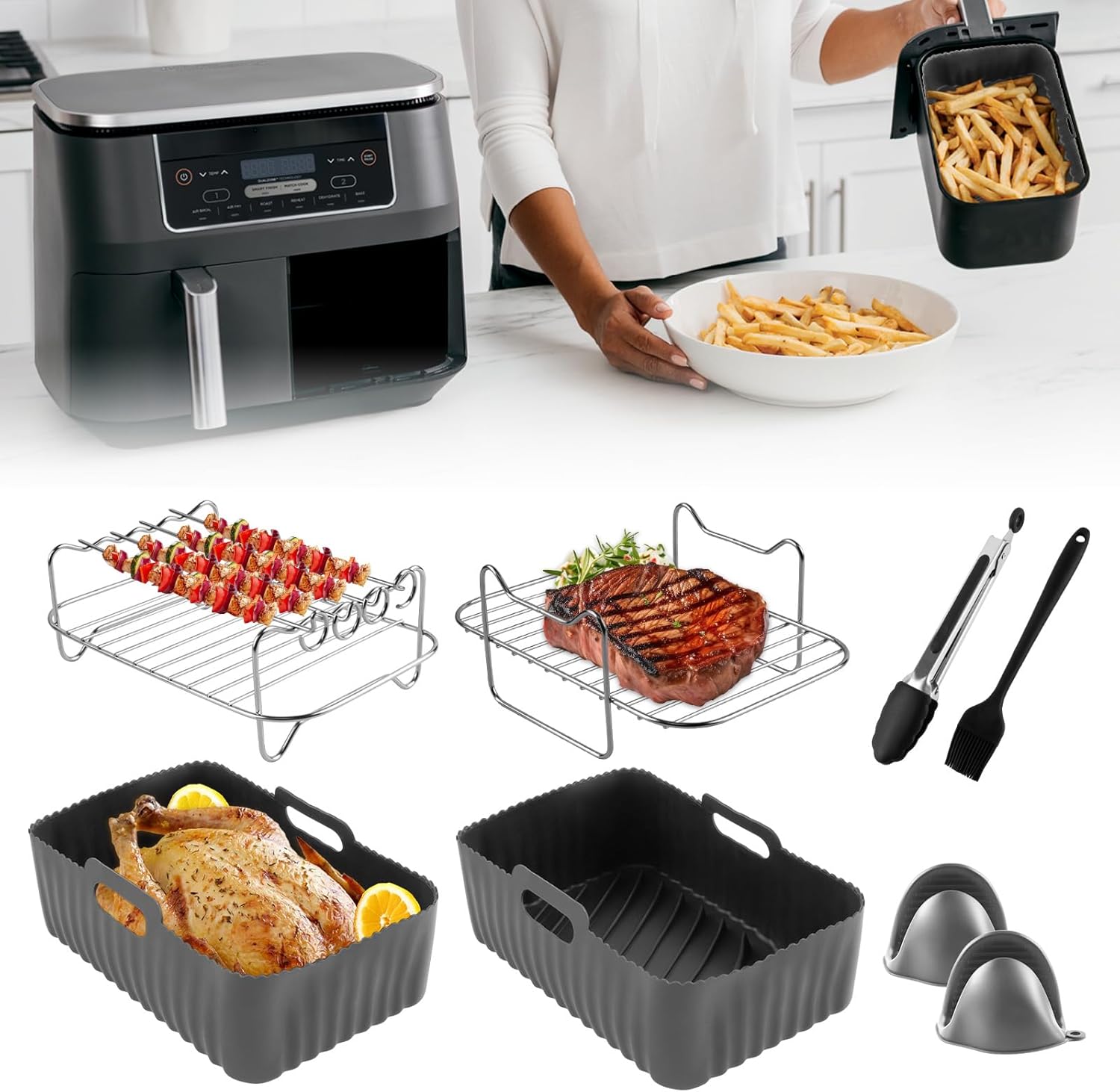 Air Fryer Accessories, CINEMON Set of 8 for Ninja Air Fryer Accessories AF300UK...