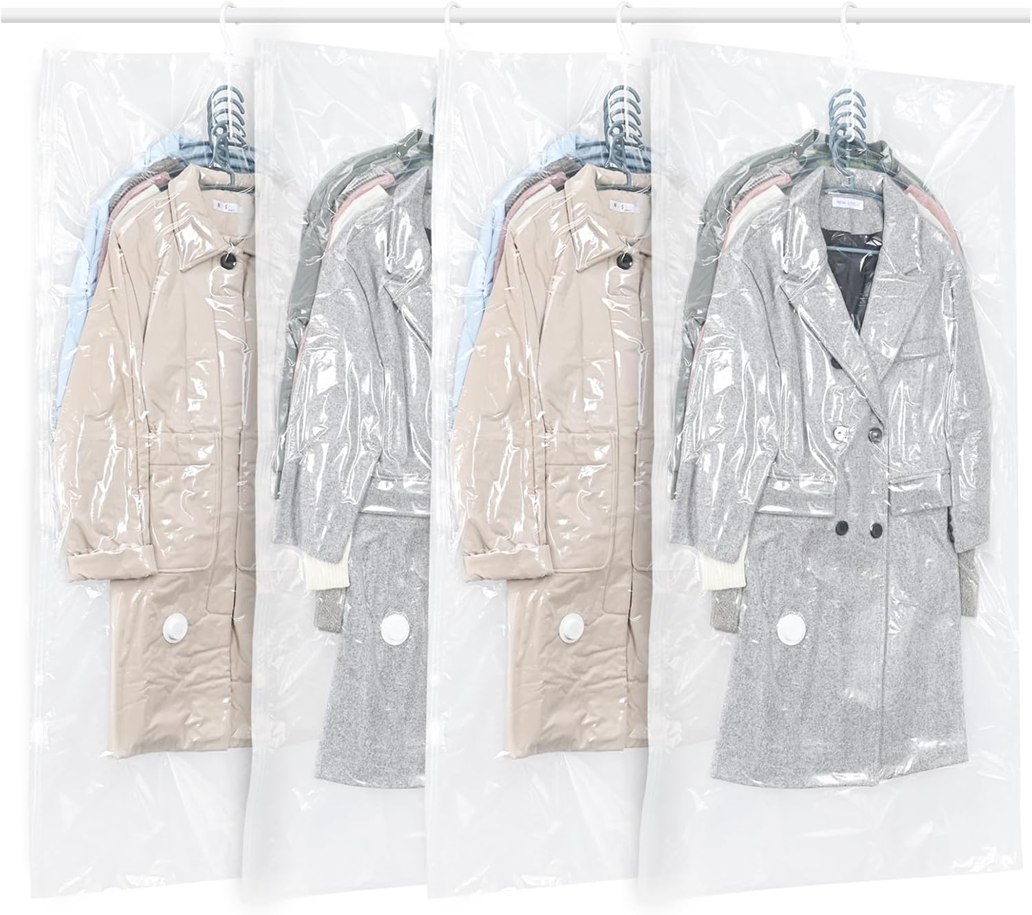 Hanging Vacuum Storage Bags, GQC 4 PCS Space-saving Vacuum Bag for Clothes, Suit...