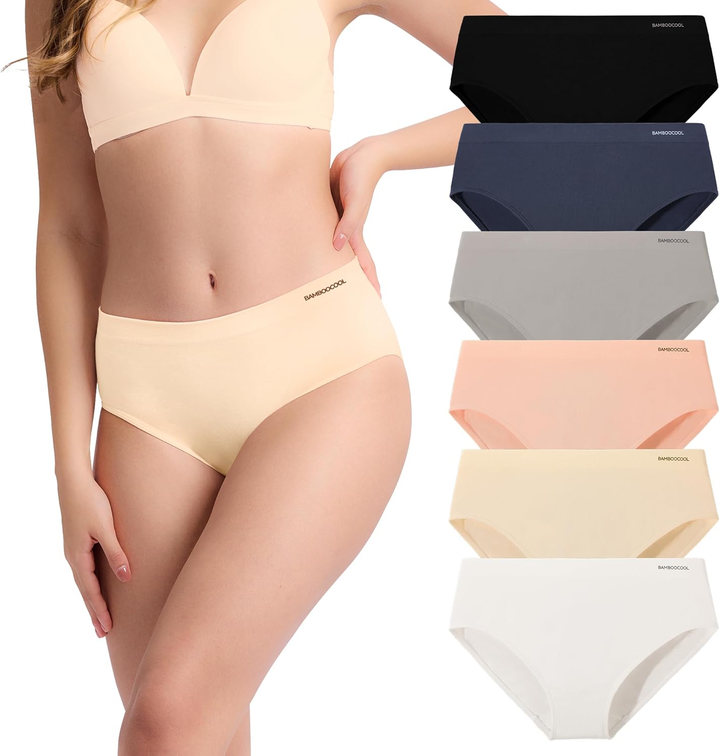 Women's Underwear Bamboo Bikini Panties Moisture-Wicking Hipter Seamless Stretch...