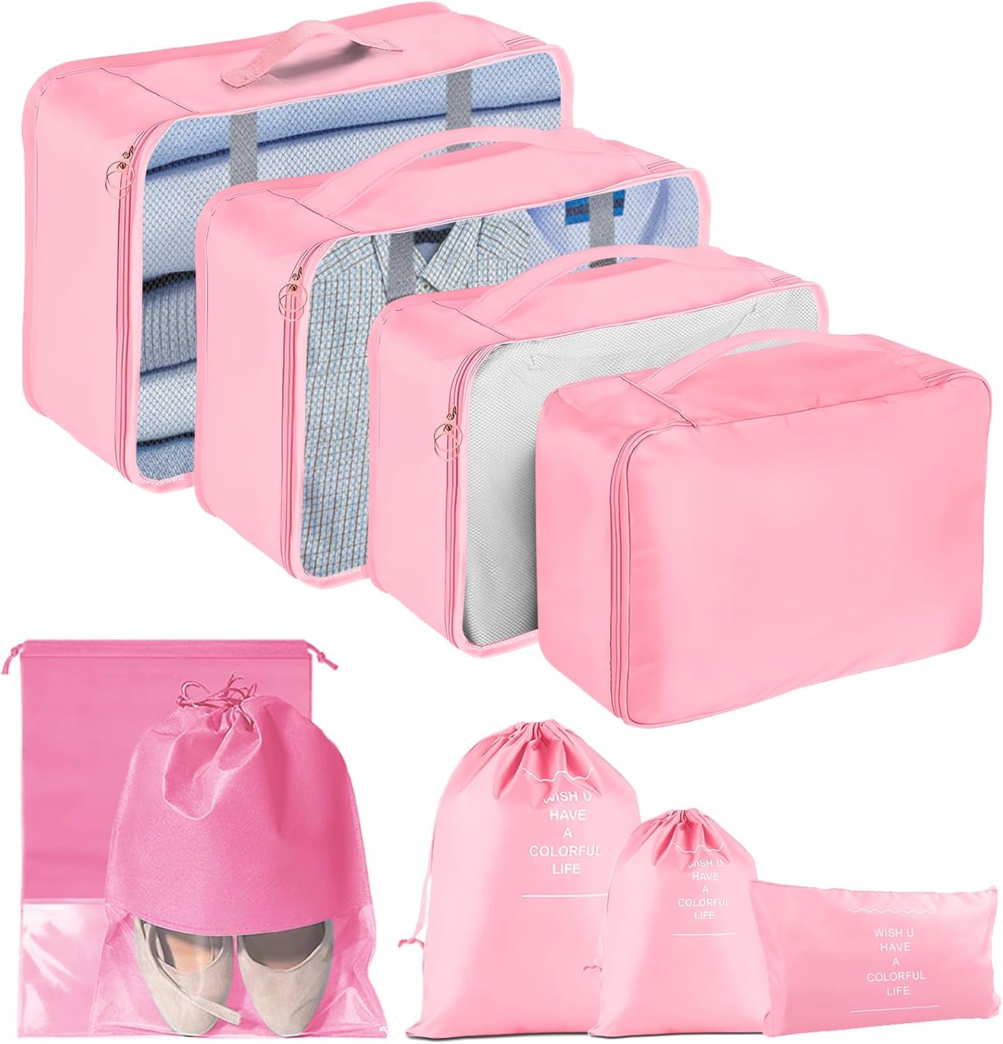 Packing Cubes for Suitcases, 9 pcs Travel Organiser Packing Bags for Clothes Sho...