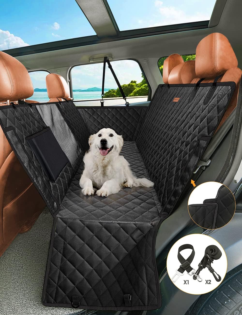 nzonpet 4-in-1 Dog Car Seat Cover, 100% Waterproof Scratchproof Hammock with Big...