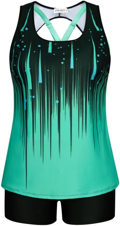 Hanna Nikole Tankini for Women’s Plus Size 3 Pieces Boyshorts Stretchy Tummy Con...
