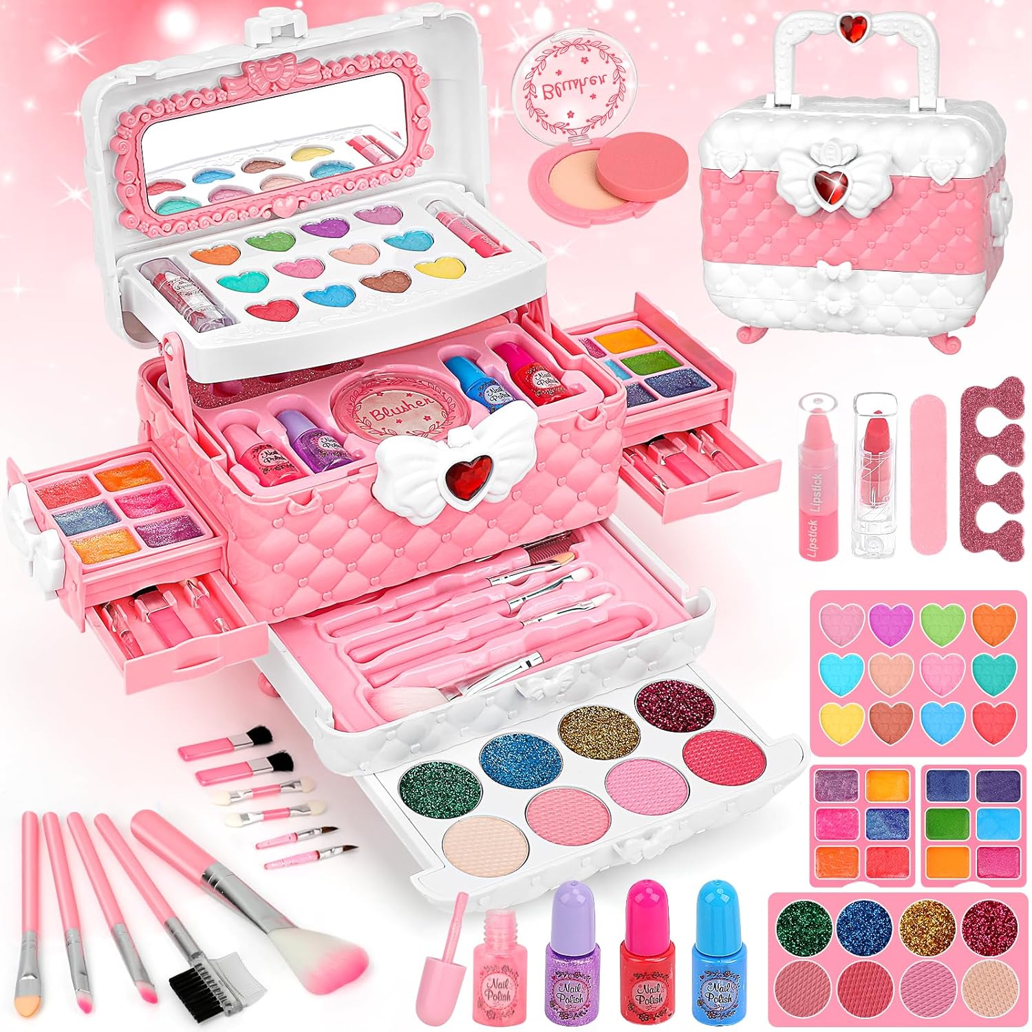 Kids Makeup Kit Girl Toys for Gifts, Teensymic Toys for Girls Real Washable Make...