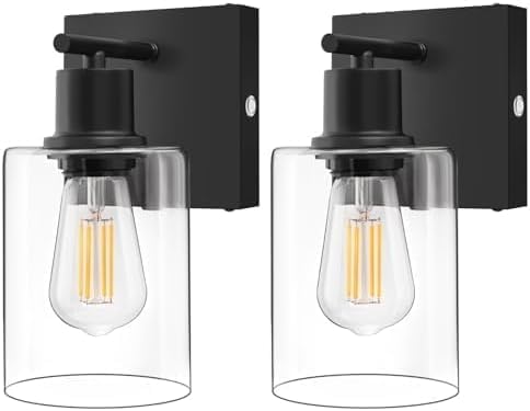 Battery Operated Wall Sconce Set of 2, Black Wireless Rechargeable Wall Mounted...