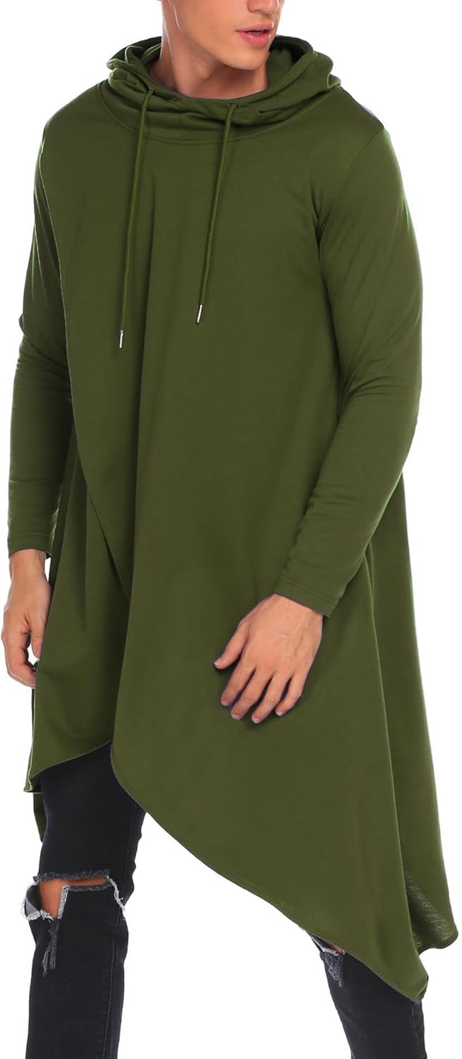 COOFANDY Men's Hooded Poncho Cape Cloak Casual Asymmetric Hem Hoodie Sweatshirts...