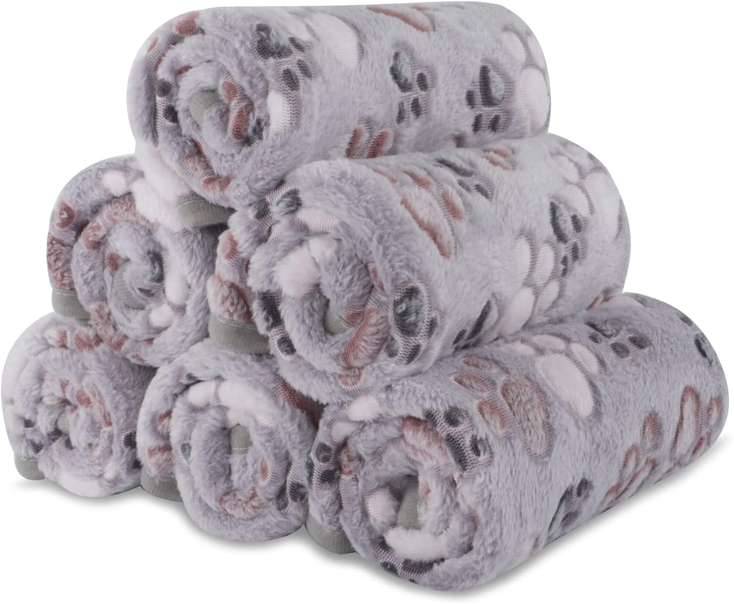 BVAGSS 6 Pack Small Dog Blanket, Super Soft Warm Pet Cover Blankets, Paw Print P...