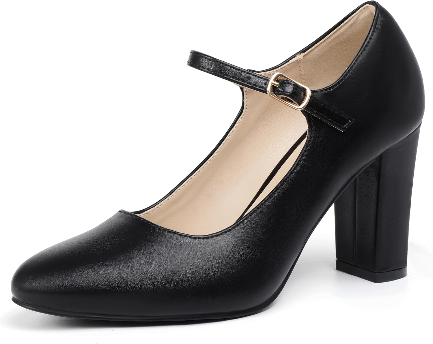 IDIFU IN4 Women's Pumps Mary Jane Dress Shoes for Women Closed Toe Heels High Ch...