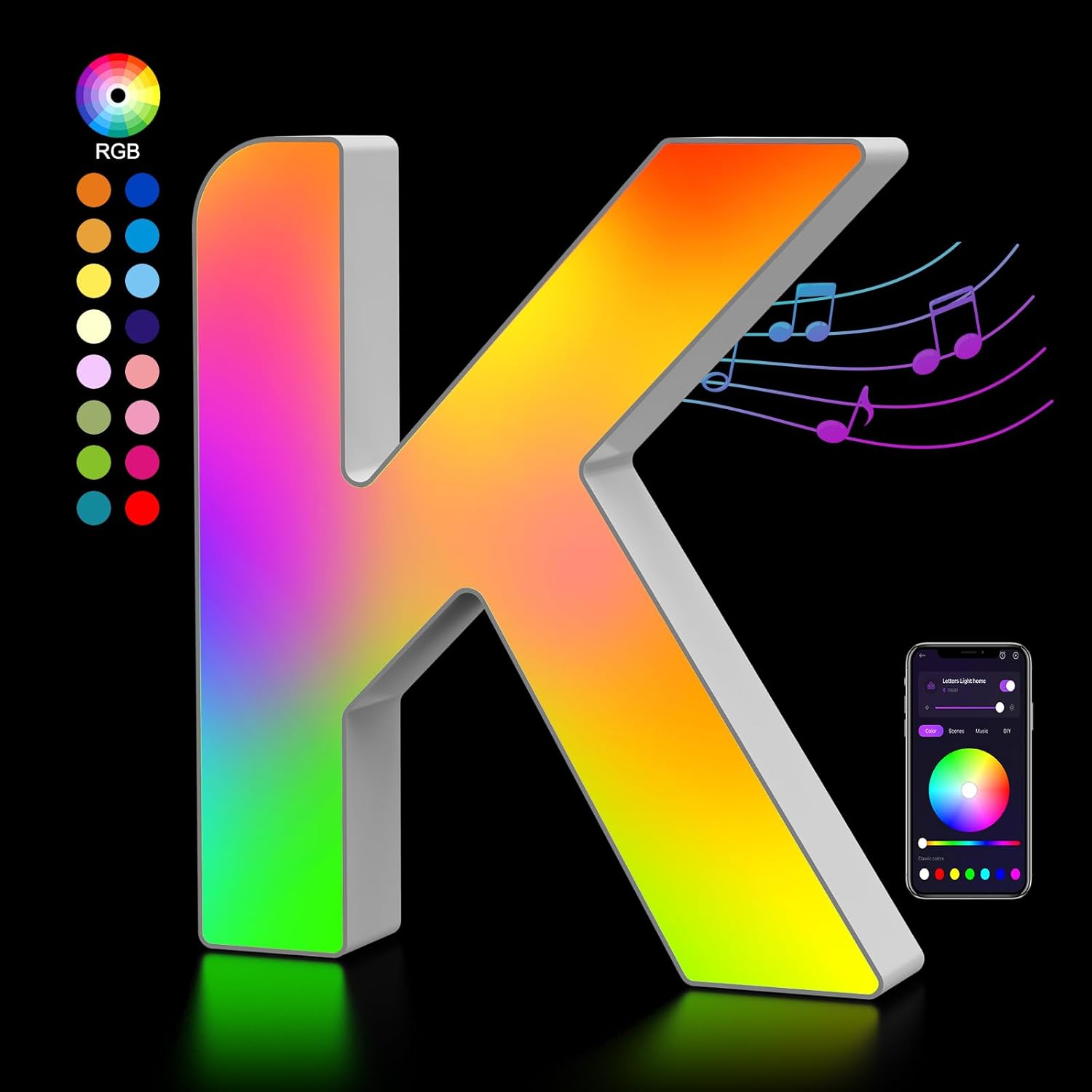 Light Up Letters USB Powered, LED Letter Lights Color Changing Alphabet Sign Gif...