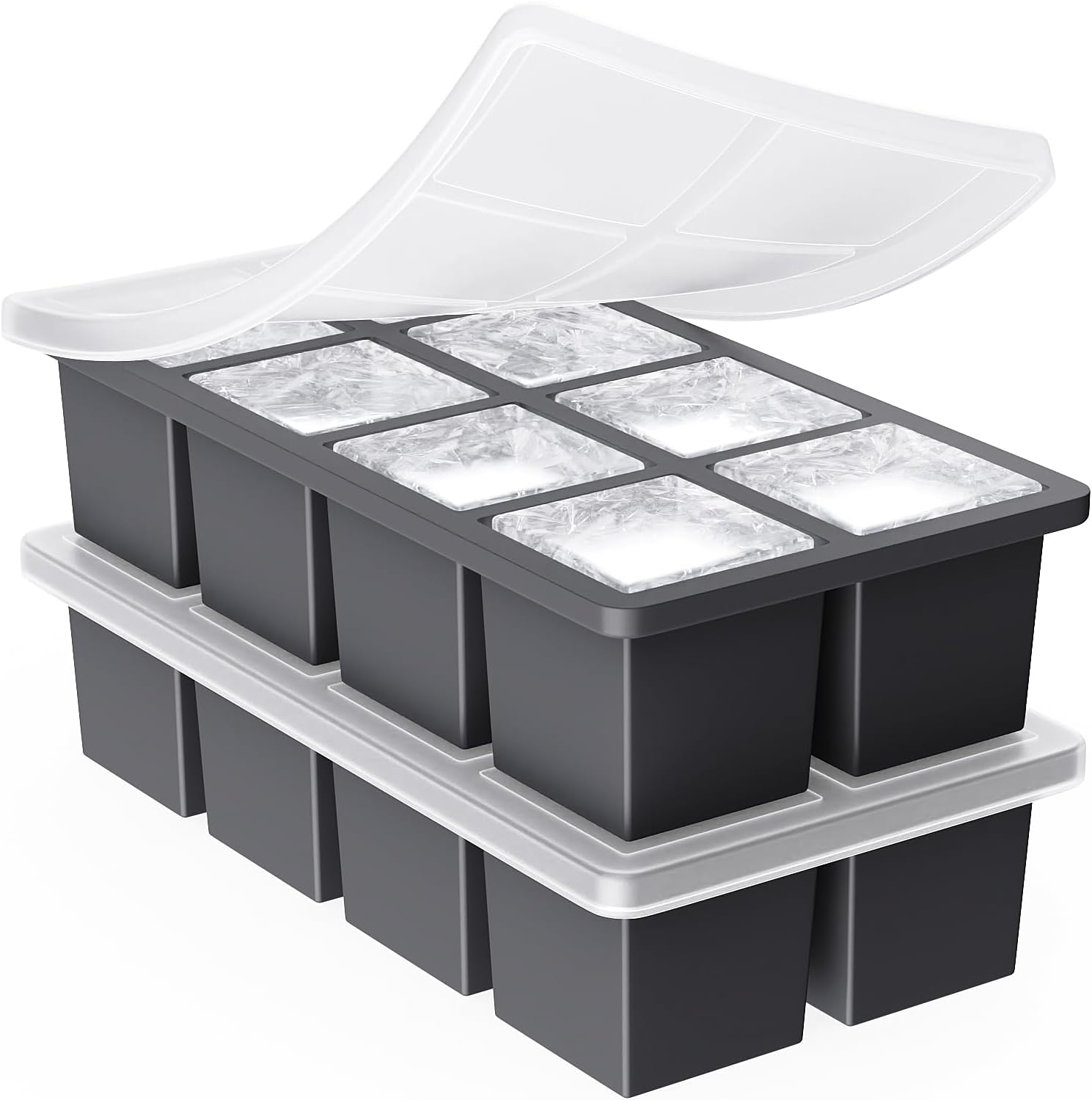 Large Ice Cube Trays for Whiskey: GGOW Big Silicone Ice Cube Trays 2Inch - Huge...
