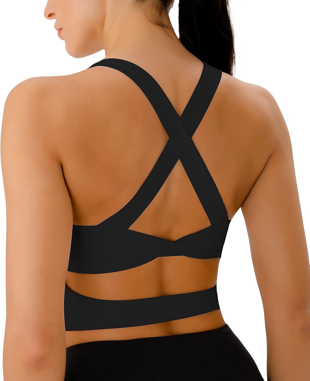 Sports Bras for Women Criss-Cross Back Padded Workout Tank Tops Medium Support C...