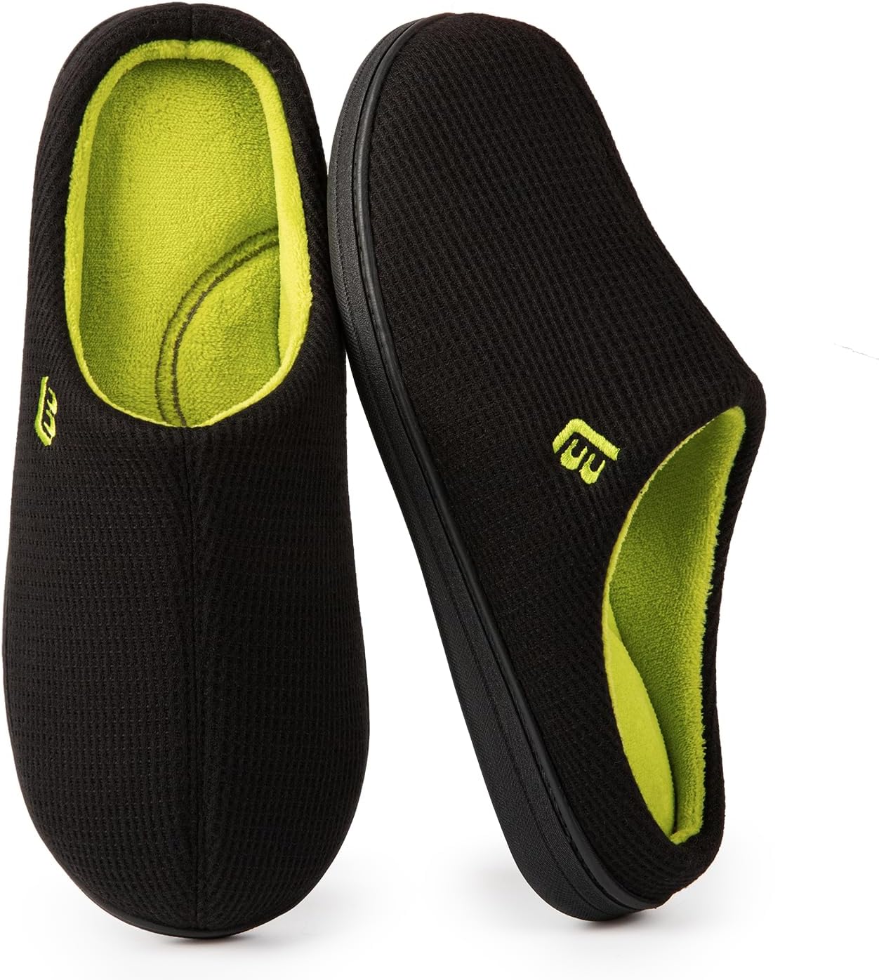 LongBay Men's Waffle Two-Tone Slippers Cozy Memory Foam Breathable House Slipper...