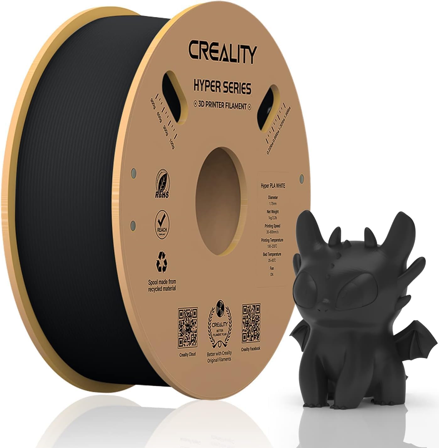 Creality Hyper PLA Filament 1.75 mm, High-Speed PLA 30-600 mm/s 3D Printer Filam...