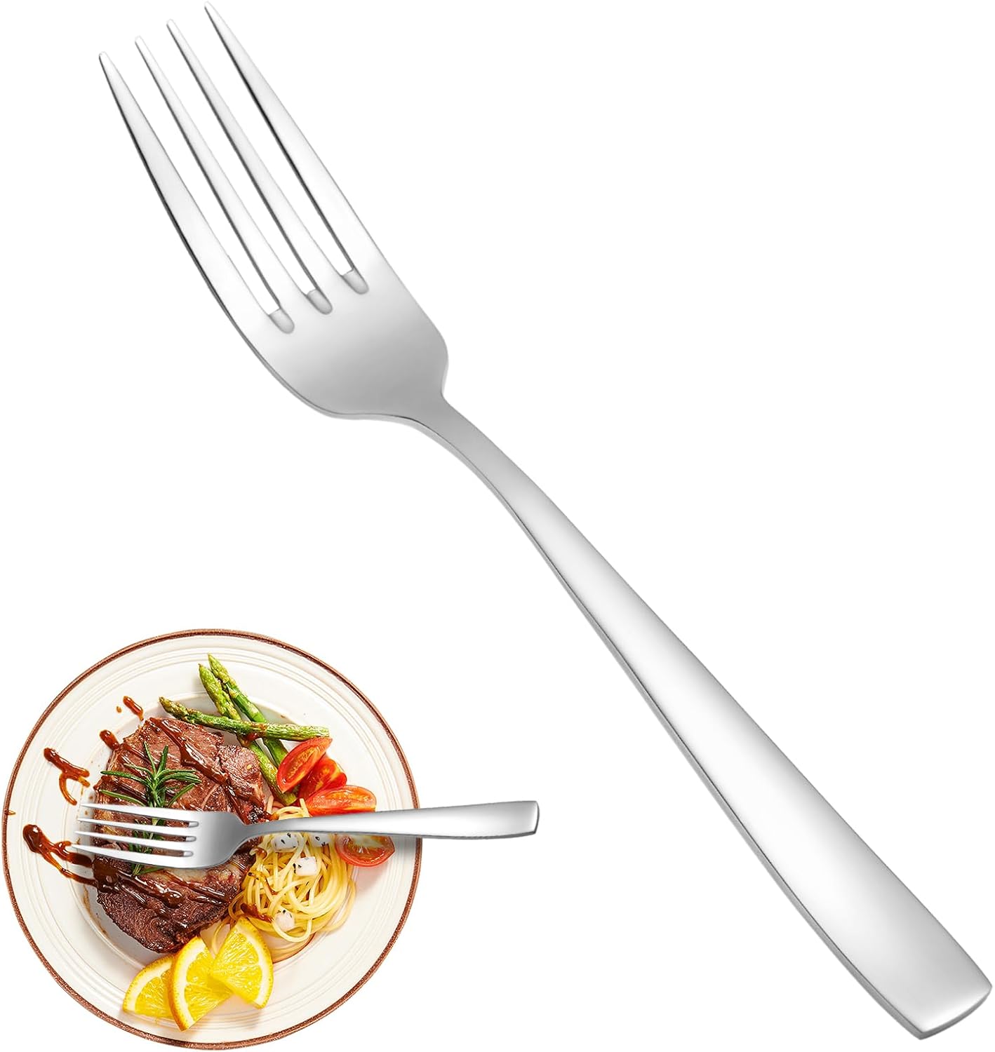 16 Piece Dinner Forks Set,Food Grade Extra-Fine Stainless Steel Dessert Forks,Ta...