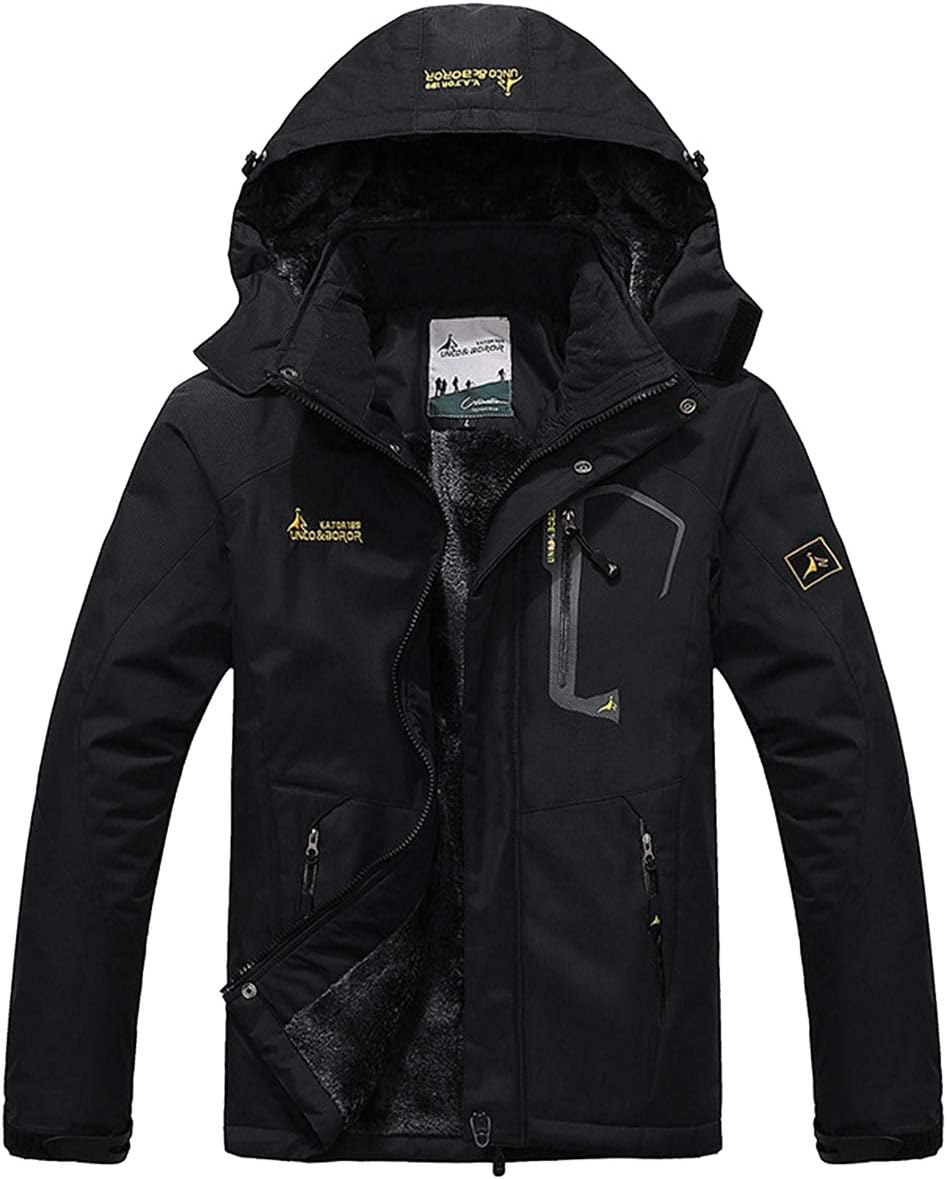 donhobo Womens Waterproof Jacket Winter Warm Fleece with Hood Windproof Camping...