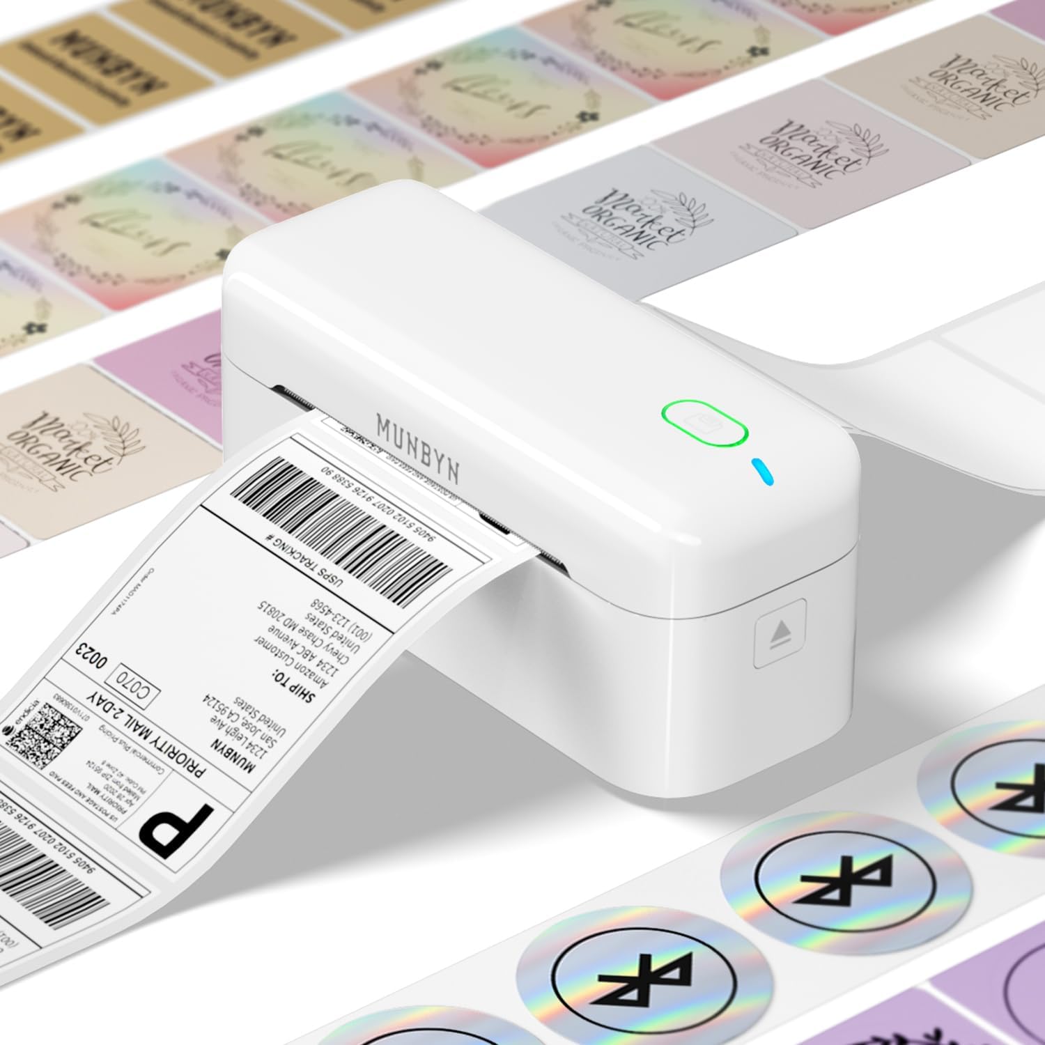 MUNBYN Bluetooth Thermal Label Printer RealWriter RW402B, 4x6 Shipping Label Pri...