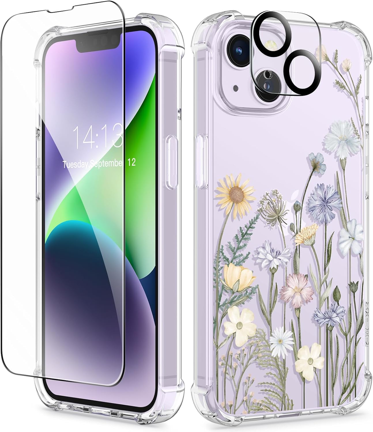 GVIEWIN Compatible with iPhone 14 Case 6.1 Inch 2022, with Tempered Glass Screen...