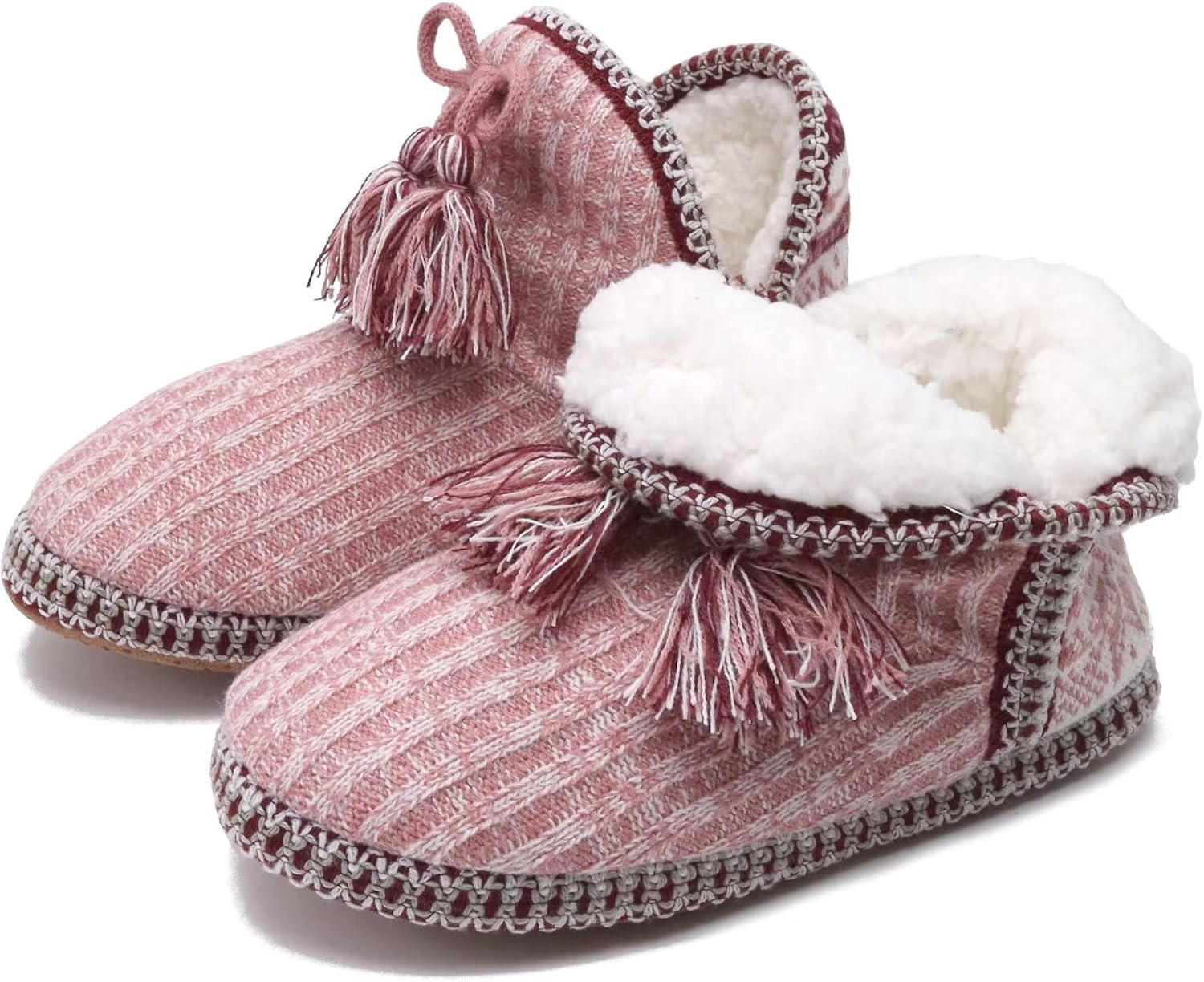 GPOS Women's Cashmere Knit House Slipper Booties Cotton Quilted Warm Indoor Ankl...