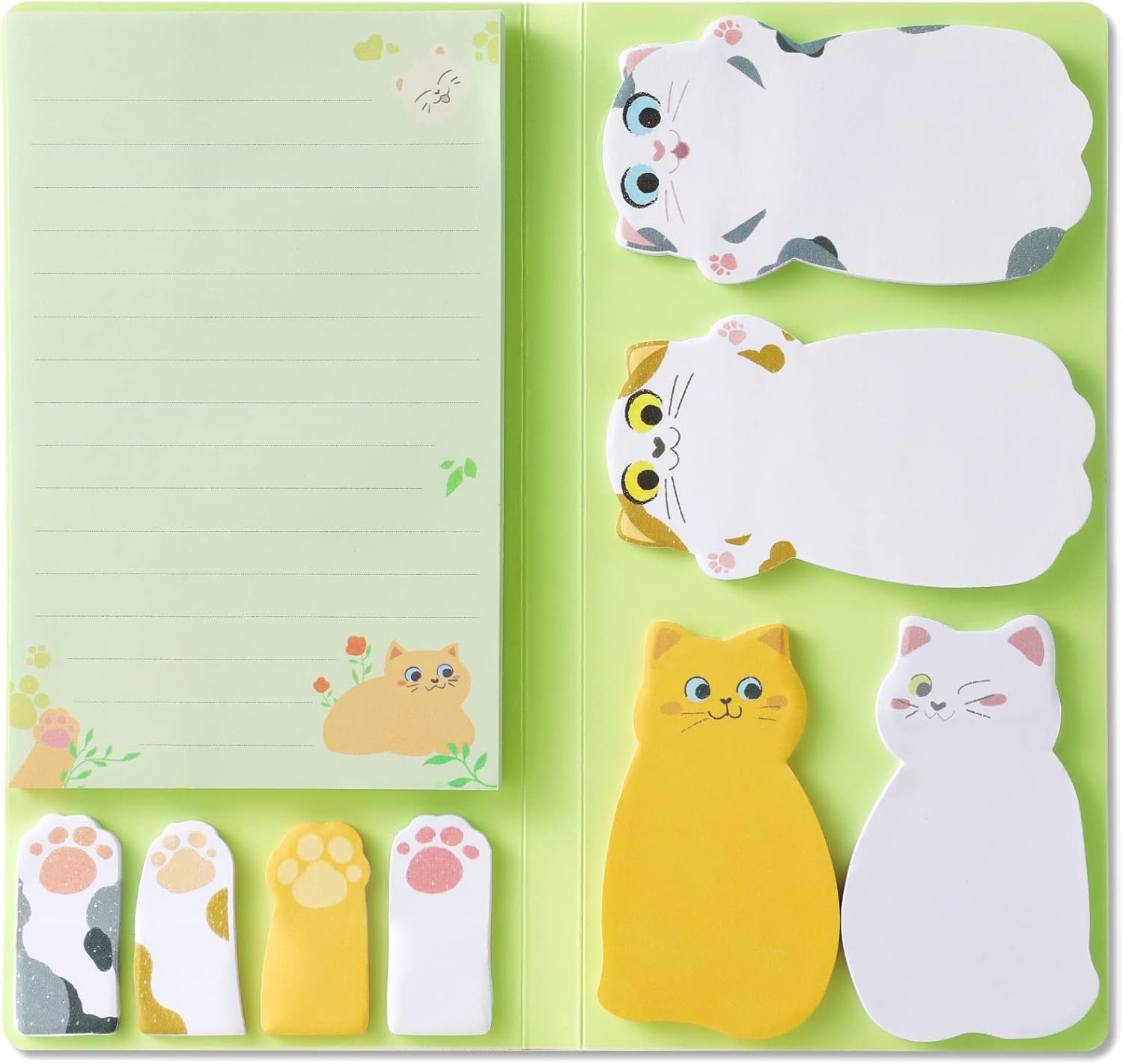 Hommie Cat Sticky Notes Set, Cute Sticky Note Animal Divider Tabs Bundle Writing...