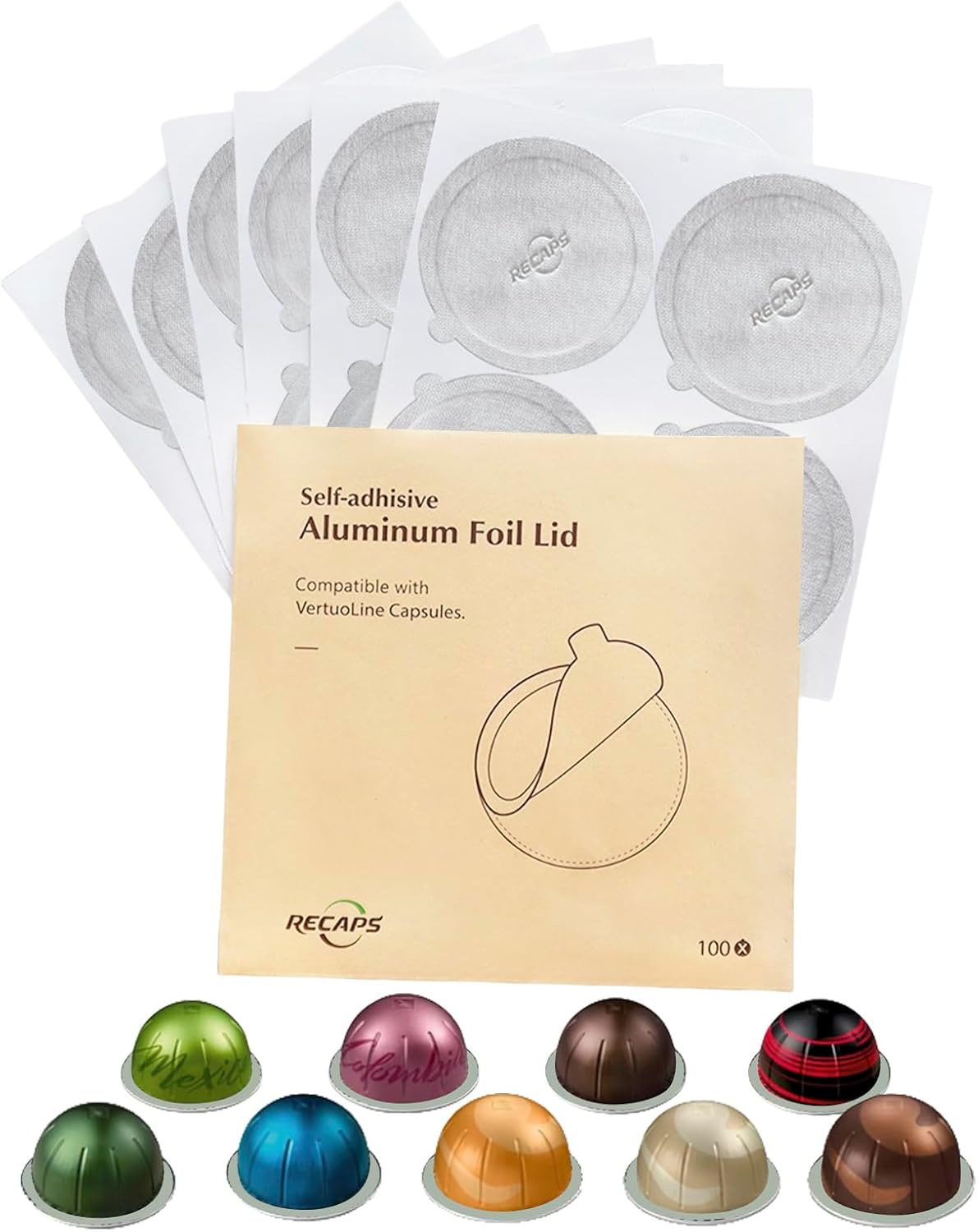 RECAPS Aluminum Foils Lids Seals to Reuse Coffee Pods Reusable Coffee Filter Ref...